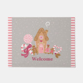 Cute Pink Grey Gingerbrood Snoep Deur Mat (Voorkant)