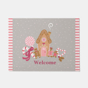 Cute Pink Grey Gingerbrood Snoep Deur Mat