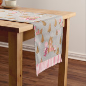 Cute Pink Grey Gingerbrood Snoep Table Runner Korte Tafelloper (Voorbeeld)