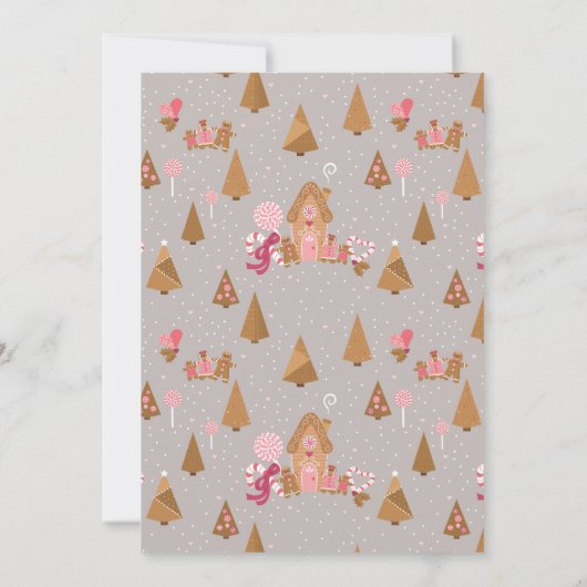 Cute Pink Grey Gingerbrood Snoep Uitnodiging (Achterkant)