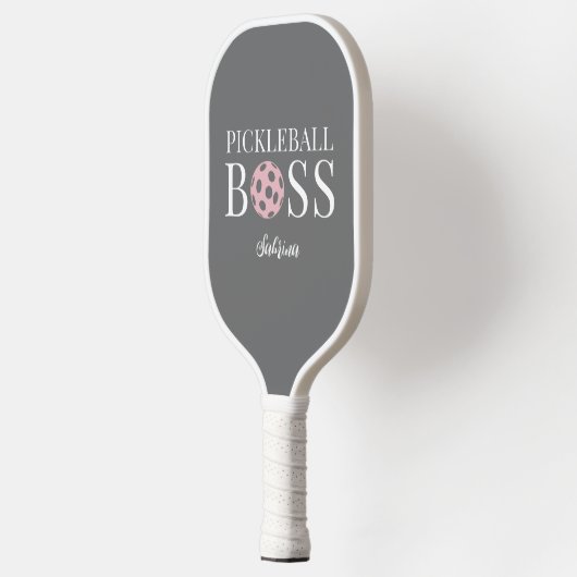 Cute Pink Grey Pickleball Boss Pickleball Paddle (Links)