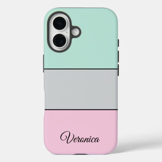 Cute Pink Grey Teal Personalized Phone Case-Mate iPhone Case (Achterkant)
