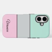 Cute Pink Grey Teal Personalized Phone Case-Mate iPhone Case (Achterkant (horizontaal))