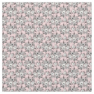 Cute Pink Grey White Floral Waterverf Paint Stof