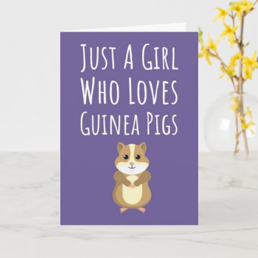 Cute Pink Guinea Pig Cards For Baby Girls Kids Pet Kaart (Gele Bloem)