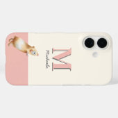 Cute Pink Guinea Pig Monogram Illustration Case-Mate iPhone Case (Achterkant (horizontaal))