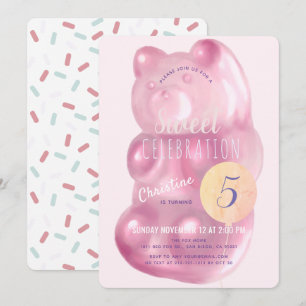 Cute Pink Gummy Beer Sweet Girl Snoep Birthday Kaart