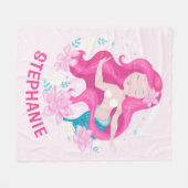 Cute Pink Hair Mermaid Girls Fantasy Personalized Fleece Deken (Voorkant (Horizontaal))