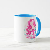 Cute Pink Hair Mermaid Girls Fantasy Personalized Mok (Voorkant rechts)