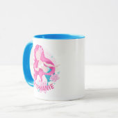 Cute Pink Hair Mermaid Girls Fantasy Personalized Mok (Voorkant links)