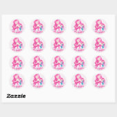 Cute Pink Hair Mermaid Girls Fantasy Personalized Ronde Sticker (Vel)