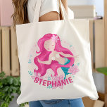 Cute Pink Hair Mermaid Girls Fantasy Personalized Tote Bag<br><div class="desc">Cute Pink Mermaid Girls Fantasy Personalized Canvas tas. Dit ontwerp is voorzien van een mooie zeegandzeemeermin omgeven door bloemen. Roze,  magische fantasie voor meisjes. Pas dit douaneontwerp met uw eigen naam of tekst aan.</div>