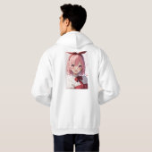 Cute Pink-Haired Anime Girl Illustration Hoodie (Achterkant volledig)