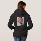 Cute Pink-Haired Anime Girl Illustration Hoodie (Achterkant volledig)