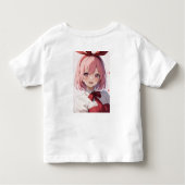 Cute Pink-Haired Anime Girl Illustration Kinder Shirts (Achterkant)