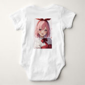 Cute Pink-Haired Anime Girl Illustration Romper (Achterkant)
