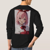 Cute Pink-Haired Anime Girl Illustration T-shirt (Achterkant)