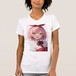 Cute Pink-Haired Anime Girl Illustration T-shirt