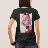 Cute Pink-Haired Anime Girl Illustration T-shirt (Achterkant)