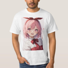 Cute Pink-Haired Anime Girl Illustration T-shirt