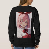Cute Pink-Haired Anime Girl Illustration Trui (Achterkant)