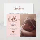 Cute Pink Hallo Foto Baby Aankondiging (Voorkant / Achterkant)