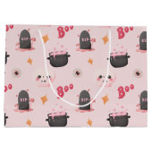 Cute Pink Halloween Birthday Party Groot Cadeauzakje (Achterkant)