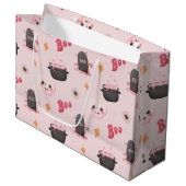 Cute Pink Halloween Birthday Party Groot Cadeauzakje (Voorkant Gekanteld)