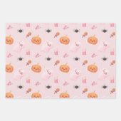 Cute Pink Halloween Birthday Party Inpakpapier Vel (Voorkant)