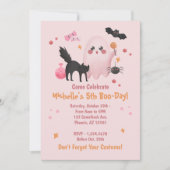 Cute Pink Halloween Birthday Party Kaart (Voorkant)