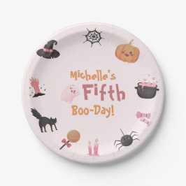 Cute Pink Halloween Birthday Party  Papieren Bordje