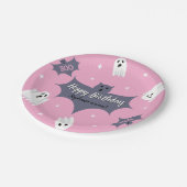 Cute Pink Halloween Birthday Party Papieren Bordje (Gekanteld)