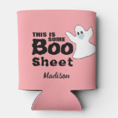 Cute Pink Halloween Boo Sheet Ghost Persoonlijk Blikjeskoeler (Achterkant)
