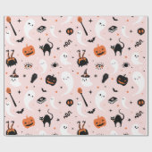 Cute Pink Halloween Cadeaupapier (Vlak)