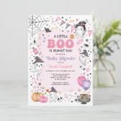 Cute Pink Halloween Ghost Girl Baby shower Kaart (Staand voorkant)