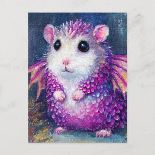 Cute Pink Hamster Dragon Briefkaart (Voorkant)