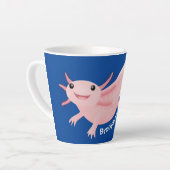 Cute pink happy axolotl latte mok (Linkerhoek)