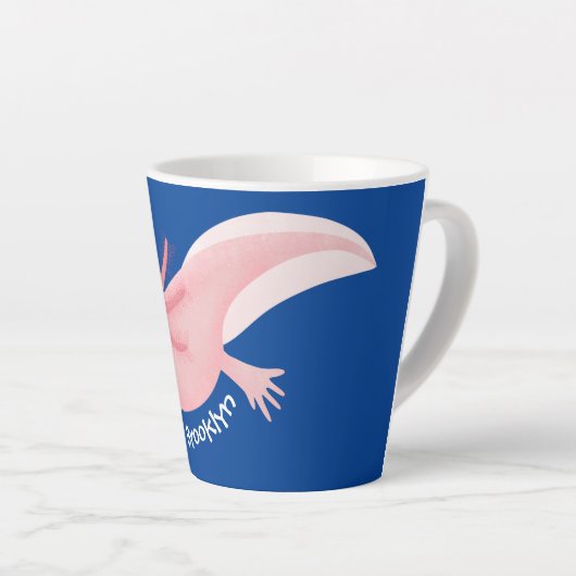Cute pink happy axolotl latte mok (Rechterhoek)