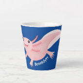 Cute pink happy axolotl latte mok (Voorkant)