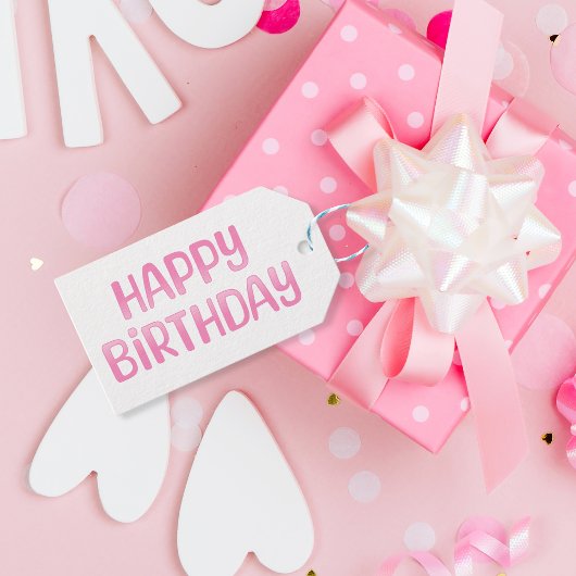 Cute Pink Happy Birthday Cadeaulabel