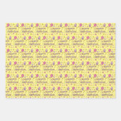 Cute Pink Happy Birthday Cupcakes, sterren en hart Inpakpapier Vel (Voorkant 2)