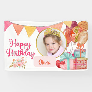 Cute Pink Happy Birthday Spandoek