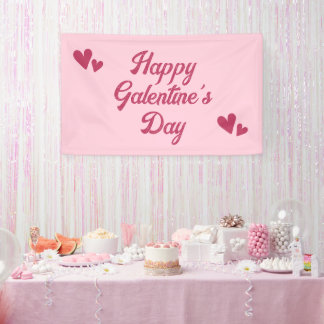 Cute Pink Happy Galentines Day Party Spandoek