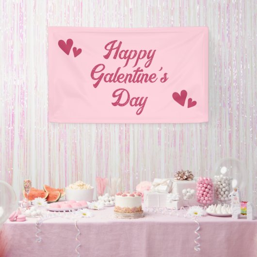 Cute Pink Happy Galentines Day Party Spandoek (Feest)