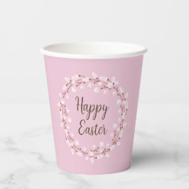 Cute Pink Happy Paaspoesje Willow Wreater Papieren Bekers