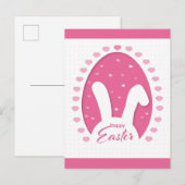 Cute Pink Happy Paast Bunny Hearts Briefkaart (Voorkant / Achterkant)