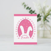 Cute Pink Happy Paast Bunny Hearts Briefkaart (Staand voorkant)