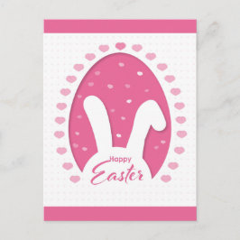 Cute Pink Happy Paast Bunny Hearts Briefkaart