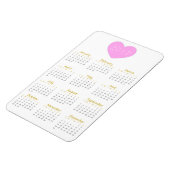 Cute Pink Heart 2017 Calendar Magnet - Gold & Grey Magneet (Linkerzijde)