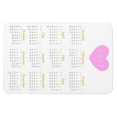 Cute Pink Heart 2017 Calendar Magnet - Gold & Grey Magneet (Horizontaal)